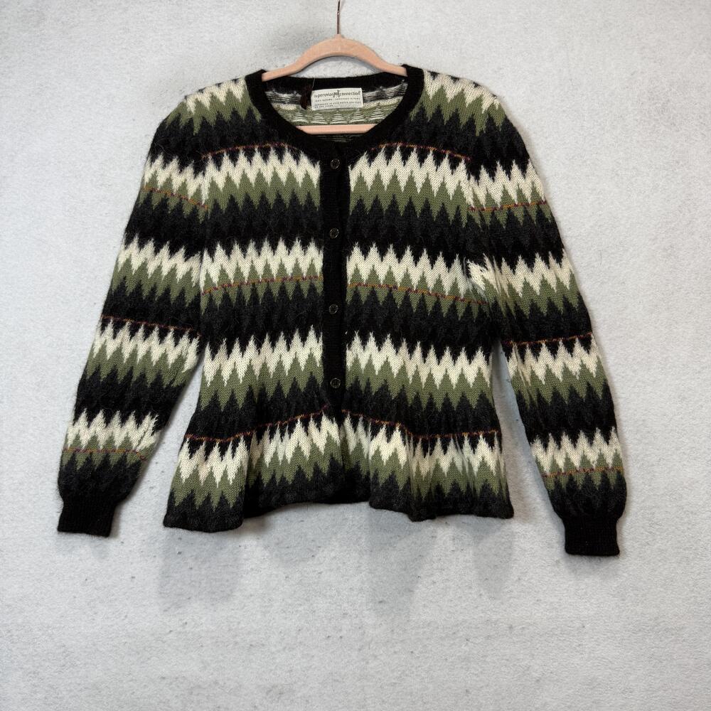 Peruvian Connection Cardigan Sweater Womens Medium Multicolor Alpaca Geometric